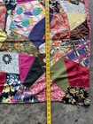 Vintage Crazy Quilt 66x85in Patchwork Handmade Cross Stitch Rayon Silk Cotton  