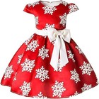 Tueenhuge Toddler Red Baby Girls Christmas Dress Snowflake Print Wedding 7-8y