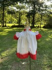 Vintage Baby Togs Christmas Dress 6-9m Smocked Red Polka Dot Lace Puff Sleeve