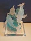 Dolphins In A Wave Figurine Vtg Acrylic Signed W Amina Vgc 12 X 12 X 18 Cm High