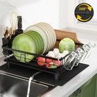 Anti-rust Dish Drainer Drying Rack With 360   Drip Tray Bowl Plate Cutlery Holder
