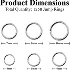 Assorted Stainless Steel Jump Rings Jewelry Making Supplies 1250 Pcs In Storage