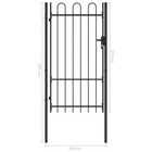 Vidaxl Fence Gate Single Door With Arched Top Steel 39 4 x68 9  Black  145743