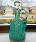 Northwood hobbs Brockunier Turquoise blue Opalescent Ribbed Opal Lattice Cruet
