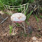 Vintage Mid Century Modern Wire Metal Chair Rare Art Deco Bistro Patio Vanity