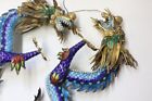 Pair Of Chinese Enamel Silver Dragon