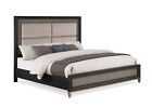 Black Brown 3pc Modern Bedroom Set Panel Queen Bed Upholstered Headboard
