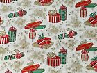 Vtg Christmas Wrapping Paper Gift Wrap Red Green Gold Presents So Pretty 1950