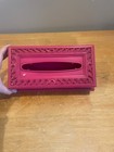 Vintage Syroco Plastic Pink Facial Tissue Box Holder Vanity Scroll Pattern
