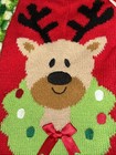 Red Green Reindeer Christmas Holiday Dog Sweater Clothing Pet Costume Size M Med