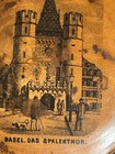 Mauchline Box Wood Round Castle Basel  Das Spalenthor Old Trinket Button