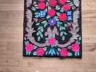 Antique Hand Hooked Wool Rug Red Roses Floral Vibrant 26x43  Signed Euc   Rugpad