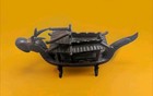 Chinese Carved Rosewood Dragon Boat Ship Model Figurine With Stand