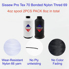 Sissewpro 2 Pack Bonded Nylon Thread 69 Upholstery Thread Heavy Duty For Leather