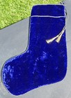 New Starbucks Christmas Stocking Blue Velvet Beaded Made In India Rare