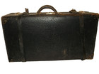 Antq Everlast Bl Leather Travel Suitcase W straps Key And Metal Corners C 1920 s