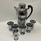Vtg 7-pc Krome Kraft Farber Bros Ny Art Deco Bar Set Shaker Goblets Shot Jigger