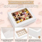 3 Pack Mini Cupcake Boxes With Window 14x10x4 Inch 24 Counts