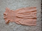 Vintage Polly Flinders Girls Size 6 Hand Smocked Peach Polka Dot Dress Lace