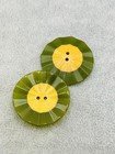 Vintage Art Deco Bakelite Sunburst Buttons Green Yellow Two Tone Set Of 6