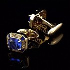 4ct Emerald Lab-created Sapphire Men s Formal Cufflinks 14k Yellow Gold Plated