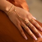 Hand Chain Gold Bracelets For Women Dainty Gold Plated Finger Ring Zircon Adjust