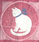 Vintage Pink Cat Throw Pillow Cover Cottage Granny Core 16 X 16 Hand Made
