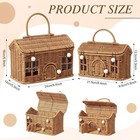 2pcs Brown Wicker House Basket W Lid Handwoven Decorative Storage Box