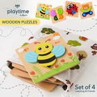 Wooden Puzzles  Set Of 4 Montessori Toys For 1 Year Old  Toys For Toddlers 1-3