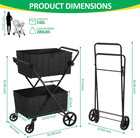 2-tier Shopping Cart With Wheels Folding Grocery Cart With Removable Double Bask