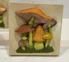 Vintage Chalkware  plaster Mushroom Plaques Lot Of 2 Wall Decor 70s Groovy