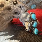 Vintage Navajo Sterling Silver Turquoise Triple Nugget Ring Signed Jj Sz 7 5