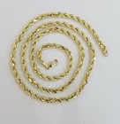 Real 10k Yellow Gold Rope Chain Diamond Cut 4mm 28 Inch Necklace Men Women