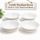 4 Pc Vintage 1970s Corelle Woodland Brown Soup cereal Bowls Corning Usa 6 25   