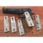 1911 Standard Double Diamond Military M1911 Pistol Embossed Pewter Grips 