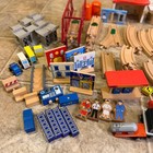 Thomas   Friends Wooden Railway Train Track Lot Volcano Bridge Engines 50  Pc