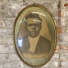Late 19th  Early 20th Photo print African American Man   Bubble Convex Glass  