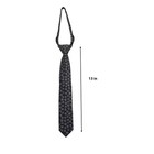 Boys Black Grey Floral Zipper Tie Pre-tied Formal Necktie 13 Inch