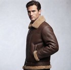 Men s B3 Shearling Leather Jacket Raf Aviator Sheepskin Bomber Coat Brown