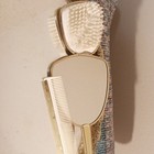 Vintage Gold Tone Vanity Dresser Set W  Tray  Brush  Hand Mirror   Comb