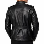 Men s Black Genuine Lambskin Leather Vintage Military Field Belted Safari Jacket