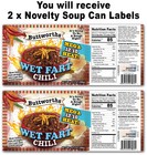2 Funny Wet Fart Chili Soup Can Labels Christmas Stocking Stuffer Joke Gag Gift