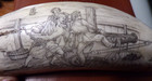 Vintage Scrimshaw Resin Repro Sperm Whale Tooth Napoleon 1815 Maritime Cannon