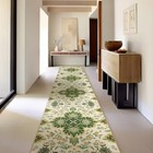  Hallway Runner Rug 2 x10   Washable Non-slip Boho 2  X 10  Forest Green cream