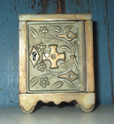 Antique J   E Stevens Co Safe  50 Patd 1897 Cast Iron Still Coin Bank  no Key 
