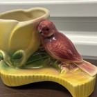 Vintage Mid Century Mcm Mccoy Ceramic Pottery Bird   Tulip Planter