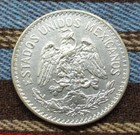 1917 Mexico 50-centavos 80  Fine Silver Coin  Mexican Coin  Cap   Rays  Eagle
