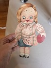 German St Valentines Mechanical Card  Girl Cambel Soup Kid  Moves Eyes   Mouth