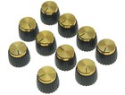 Kaish 10x Guitar Amp Amplifier Knobs Black W  Gold Cap Push-on Fits Marshall