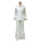 Vintage 1960s Tachi Castillo Girasol 2pc Top   Flare Pant Pin-tuck Cotton Set